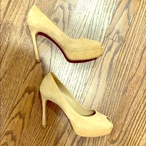 Yves Saint Laurent suede peep toe heels sz 36